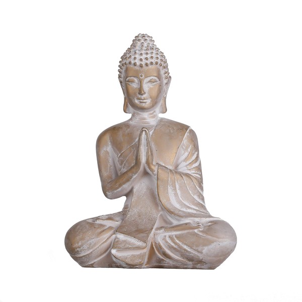 TERESA'S COLLECTIONS Buddha Figure Garden Statue 16 cm Resin Sitting Budda Decorative Figure Weatherproof and Frostsich Feng Shui Sculpture Garden Decoration Statue for Balcony Patio or as a Home