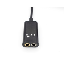 LoongGate 3.5mm Male to 2 Female Headphone Mic Audio Splitter Cable with Separate Headphone/Microphone Plugs - Aux Stere Jack 4 position Male to Dual 3 position Female Plugs M/F (Black)