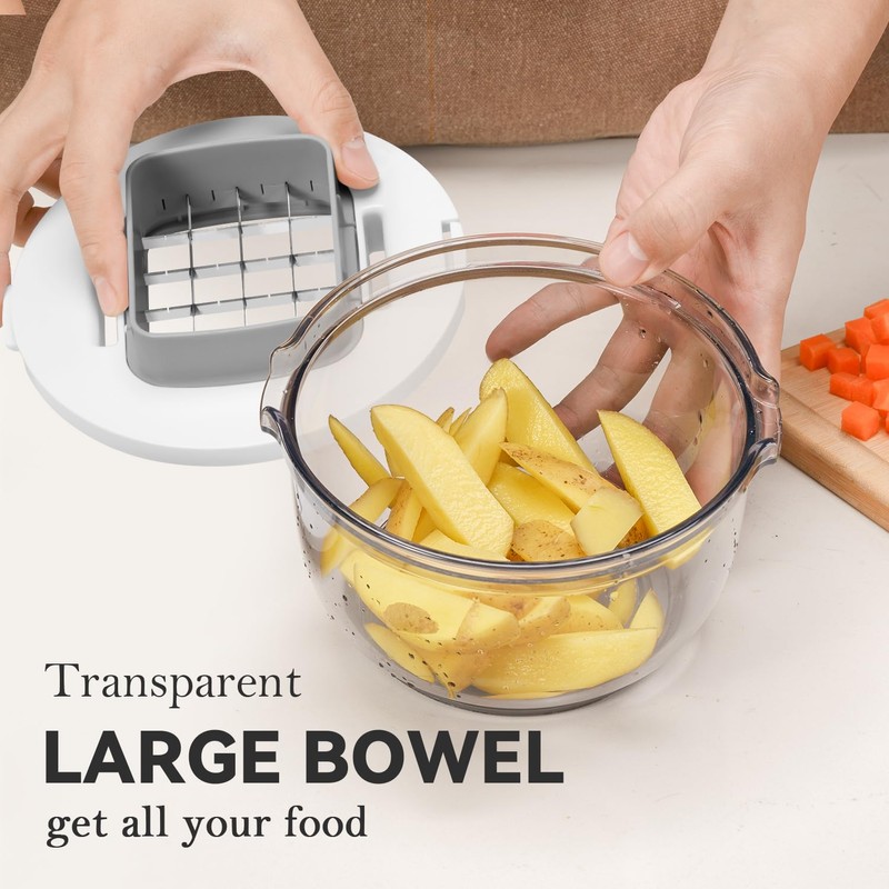 KEOUKE Multifunctional Vegetable Chopper Bowl White - 3 Interchangeable Blades