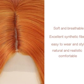 14inch Orange Wig Short Bob Wig for Women Wigs for Black Women Shoulder Length Middle Part Wigs for White Women Wear and Go Glueless Wig Suitable for Daily Us Part or Dating Shopping 14inch(260g)
