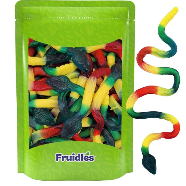 Giant Gummi Rattle Snake Candy, Assorted Fruit Flavors Gummies, Allergy Friendly, Non-GMO, No Artificial Sweeteners Gummy (Half-Pound)