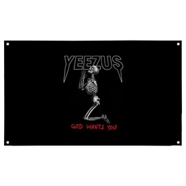 Yeezus God wants You Flag Kanye Tapestry Tweet flag Office Gym Dorm Wall Man Cave Decor 3X5 Feet Flag with 4 Grommets for Easy Hanging