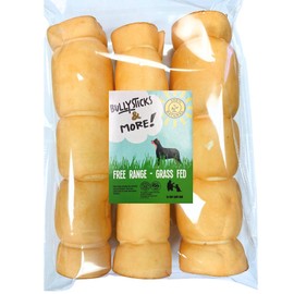BULLYSTICKS & MORE 10-12" Beef Cheek Rolls for Dogs (Peanut Butter Flavor - 3 Count) - Beef Cheek Bones for Dogs - Dog Parents Choice - Premium No Hide Rolls