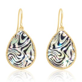 Boho Gold Teardrop Colorful Abalone Shell Small Dangle Drop Earrings for Women