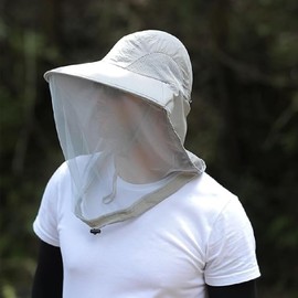 [koundeneko] 虫除け 帽子 ネット付き 通気性 夏用ハット 紫外線対策 UVカット 虫よけキャップ 登山 釣り 草刈り 養蜂 菜畑 農作業 ガーデニング キャンプ アウトドア 男女兼用 保護帽子 ライトグレー