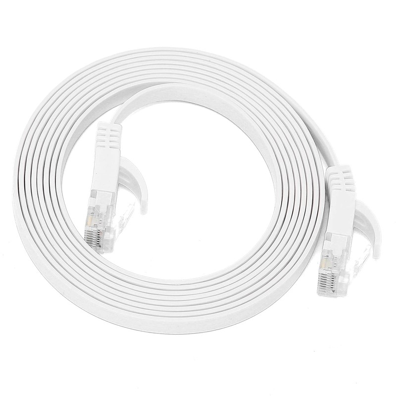 Cable Ethernet Plano Blanco CAT6 Gigabit 8 Núcleos Par Trenzado