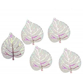 15 White and Gold Glitter Leaves 26mm Resin Christmas Embellishments Card Making Crafts