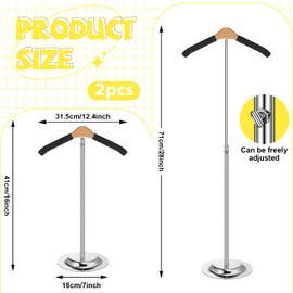 Adjustable Child T Shirt Display Flexible Shoulder Stand Shirt Rack Portable Hanging Black Metal Clothes Hanger Rack for Clothing Garment Coat Retail Vendor, Height 16-27.9 Inch (2 Pcs)