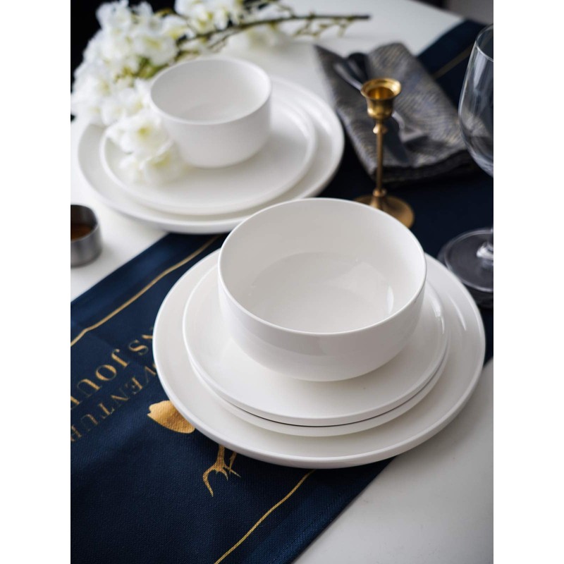 Kanwone Porcelain Dessert Salad Plate - 8 Inch, White, Microwave