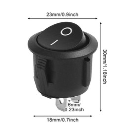 8Pcs 12V Round Rocker Switches, Mini Round Toggle Switch AC 6A/250V 10A/125V SPST 2 Pin Car Switches for Car, Boat, Homehold Application