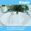 KMAKII Disposable White Paper Dinner Napkins with Built-in Flatware Pocket