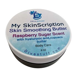 Diva Stuff My Skinscription Skin Smoothing Body Butter, Raspberry Sugar Scent, With Hyaluronic Acid, Cupuacu Butter and Shea, For Tired, Stressed, Saggy Skin (Raspberry Sugar)