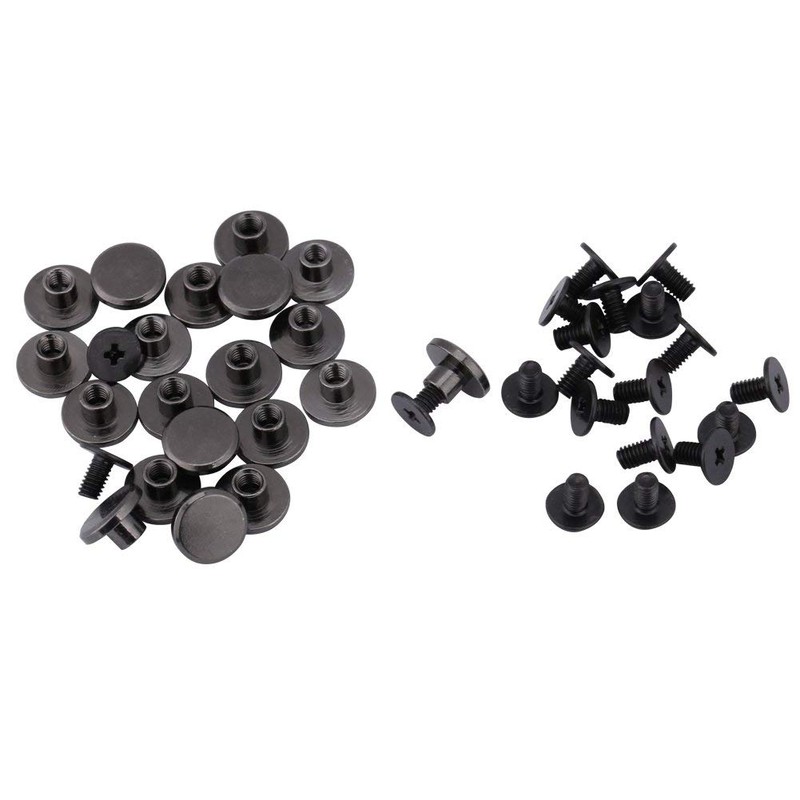 20 Sets of Book Screws, Screw Rivets for Leather, Brass
