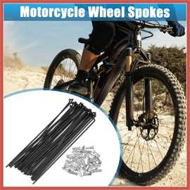 ACROPIX 36pcs 14G J Bend Bicycle Steel Spokes 144mm 5.67" Cycle Spokes with Brass Nipples Steel Spokes for Mountain Bike MTB Car Parts