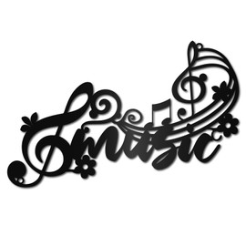 CREATCABIN Music Note Metal Wall Decoration Hollow Silhouette Iron Art Wall Mounted for Music Lovers Living Room Bedroom Office Garden Hanging Music Room Christmas Housewarming Gifts 11.8x8.7in