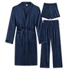 SWOMOG Mens 3 PCS Satin Robe with Pants & Shorts
