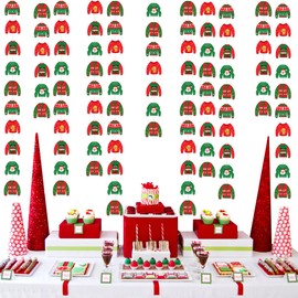 8 Pieces Christmas Streamers Party Decorations, Ugly Sweater Green Red Garland, Christmas Sweater Ornaments for Xmas Holiday Party Supplies Festival Indoor Hanging Decor