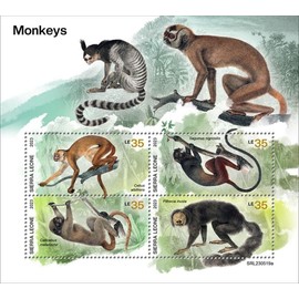 Sierra Leone - 2023 Monkeys, Capuchin, Saki - 4 Stamp Sheet - SRL230519a