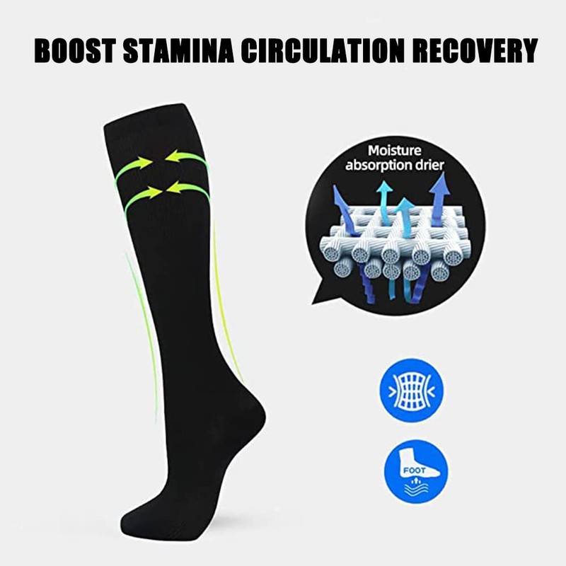 Cheeroyal (2 Pairs) Compression Socks for Men and Women Flight