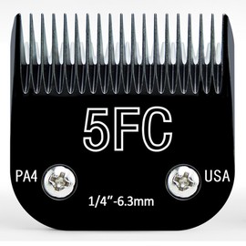 Detachable Steel Pet Dog Clipper Blades,Size-5FC,Compatible with Andis Cut Length 1/4"(6.3mm),Compatible with Oster A5, Wahl KM Series Clippers, Made of Steel Blade and Stainless Steel Blade