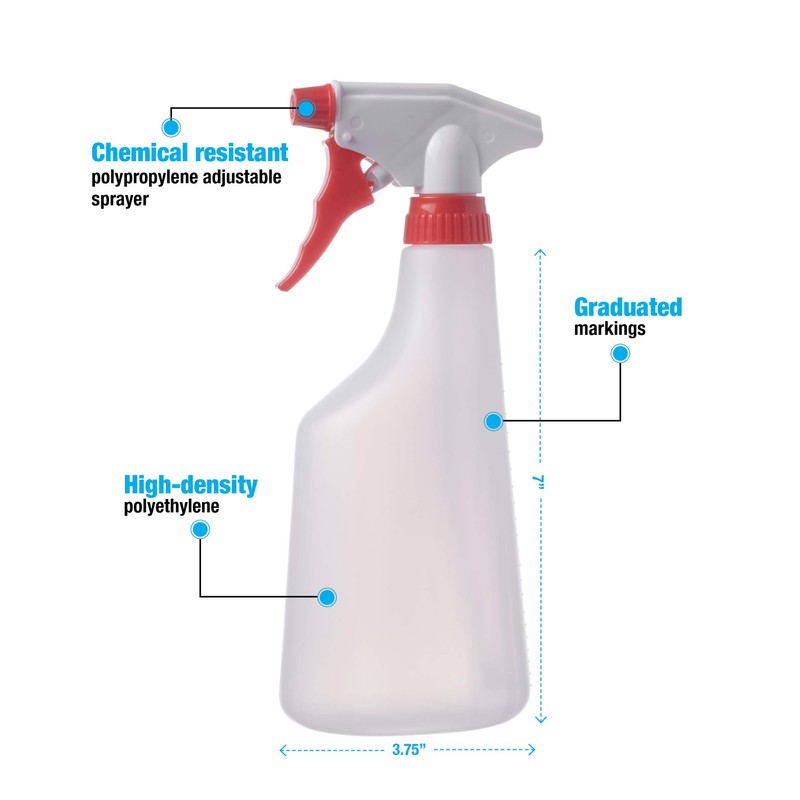 Consolidated Plastics Leakproof Spray Bottle with Red Sprayer, HDPE, Natural,