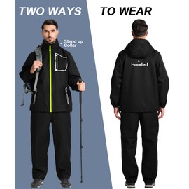 WENTTUO Men's Rain Gear Waterproof Golf Rain Suits 2 Pieces Breathable Rain Jacket and Pants Heavy Duty Black 3XL