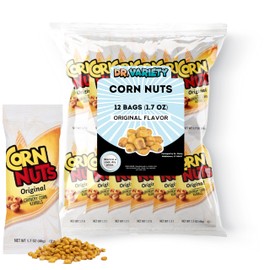 Corn Nuts Original Crunchy Corn Snacks, 1.7 oz Bags (12 Pack) – Toasted Corn Kernel Snack Packs – Individually Wrapped Salty Snacks for Travel, Lunches, Parties, and Pantry Stocking