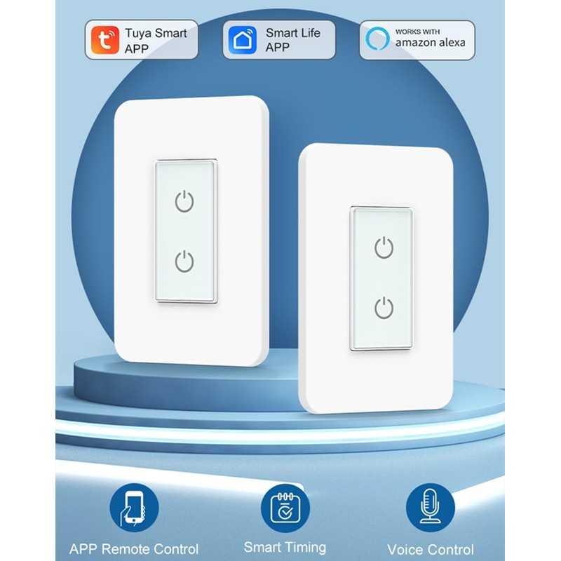 Nexete Smart Dual Light Switch, 2 in 1 Single Pole