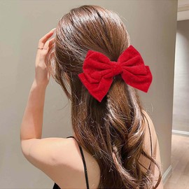Red Hair Bows for Women Glitter Bow Hair Clips Velvet Bow Clips Cute Hair Bow Clips French Hair Band Prom Bows Party Wedding Barrette Bowknot Black