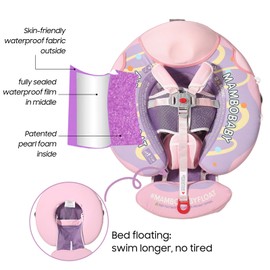 3 Swim Method Add Bed More Comfortable Mambobaby Float with Tail and Canopy Non-Inflatable Baby Swim Float Mambo Float Smart Swim Trainer Infant Swim Pool Float Swim Ring for 3-24months Girls Boys