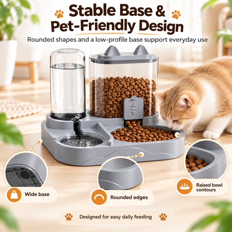 2-in-1 Gravity Pet Feeder and Water Dispenser Bowl for Cats
