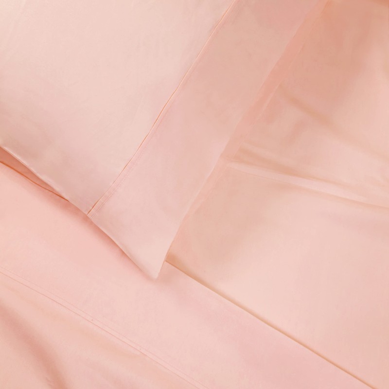 SUPERIOR Cotton Percale Pillowcase Set, King, Blush, 2-Pieces