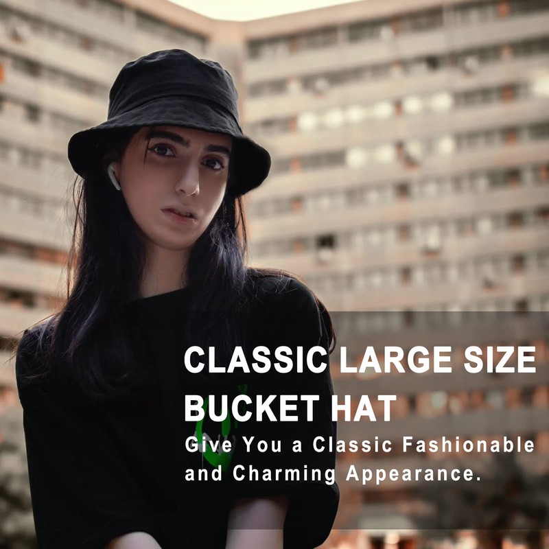 CHUANGLI Oversize XXL Bucket Hat, Extra Large Unisex Reversible Cotton