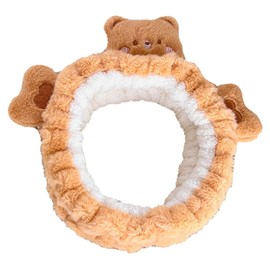 FRCOLOR Cute Bear Makeup Headband for Face Washing and Spa Plush Hairband for Women Soft and Comfortable for Daily Skincare Routine and Shower Use