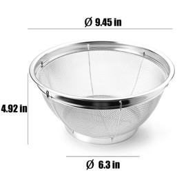 Fine Mesh Strainer for Kitchen, 4 Quart Stainless Steel Colander Bowl for Pasta, Rice, Fruit, Metal Net Baskets with Resting Base - Strain, Drain, Rinse