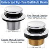 Chrome Bathtub Drain Tip-Toe Tub Trim Set with Two-Hole Overflow