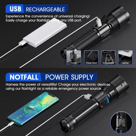RECHOO Rechargeable Flashlights High Lumens, 1000 Lumens Tactical Flashlights, Super Bright LED Flashlight with 5 Mode & Zoomable, IP65 Waterproof Flash Light for Camping, Hiking, Emergency, Home