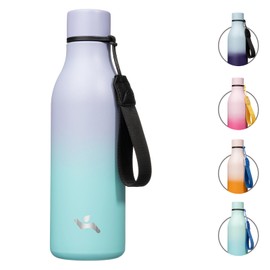 Konokyo Insulated Water Bottle with Strap,18 oz Double Wall Stainless Steel Vacuum Bottles Metal Water Flask,Lavender Green