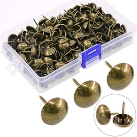 Hilitchi 200-Pieces 9/16'' (14mm) Antique Upholstery Nails Tacks Furniture Tacks Upholstery Tacks Thumb Tack Push Pins Assortment Kit (Bronze)