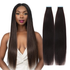 Janet Collection Natural Remy Human Hair Tape In Extenstion 20Pcs ([18"] NATURAL)