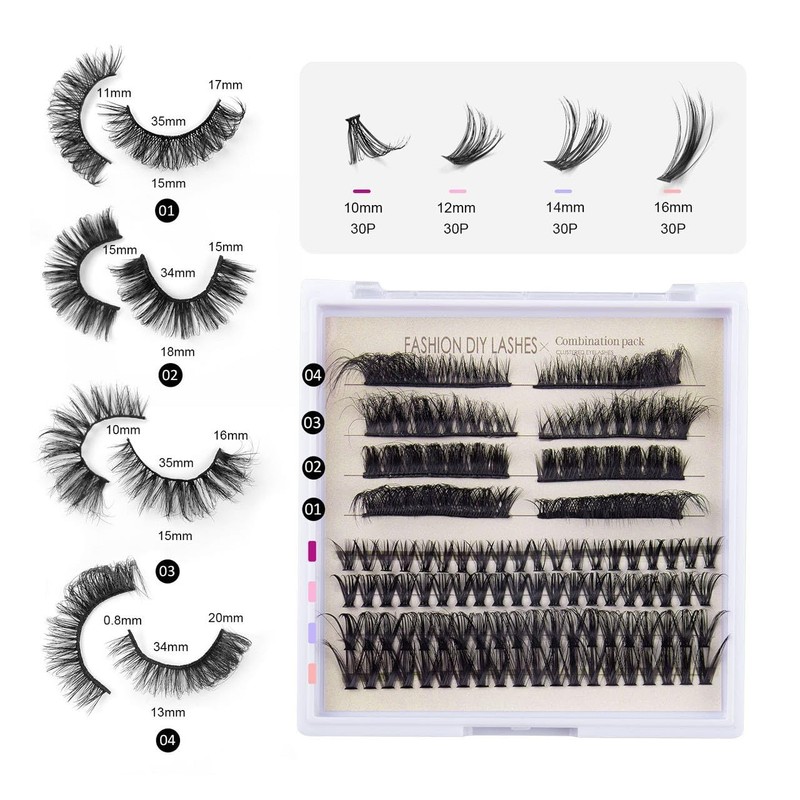 Magrace Eyelash Extension Kit DIY 88 PCS Individual Cluster Lashes