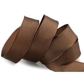 finemark 25 m x 25 mm Wired Edge Ribbon Leo Brown Medium Brown (520) Decorative Ribbon with Wired Edges Plain Gift Ribbon Fabric Ribbon Bow Ribbon Visco Wire Made from Renewable Raw Materials