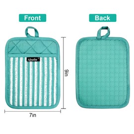 Alselo Silicone Pot Holders Set of 3 Heat Resistant & Non Slip Potholders, Professional Oven Hot Pads with Pockets Mitts for Kitchen Cooking Baking Barbecue