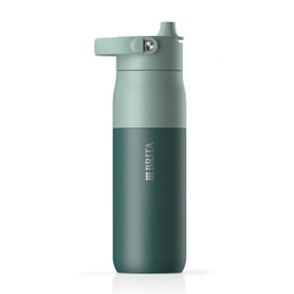 BRITA LARQ Essential Water Bottle (680 ml) Green Stainless Steel Water Bottle, Double-Walled Insulation (24 Hours Cold) Includes Straw and with Removable Soft-Touch Handle, Dishwasher Safe