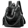 Hycurey Womens Stylish Rivet Backpack Washed Multi Pocket Knotted Zipper