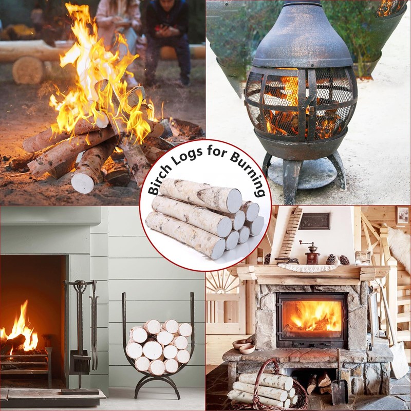 8 Pack Birch Logs for Fireplace Decor Crafts Versatile Unfinished