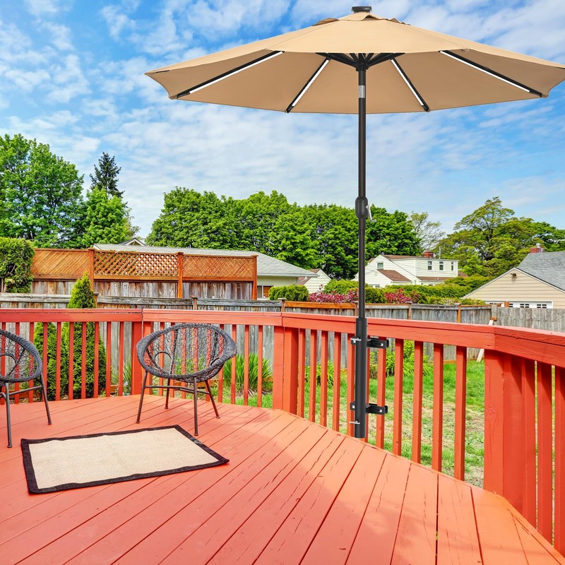 Lifeswell Heavy Duty Deck Railing Umbrella Holder, Adjustable Patio Umbrella