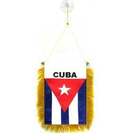 Cuba MINI BANNER FLAG GREAT FOR CAR & HOME MIRROR HANGING 2 SIDED (FI)