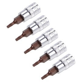 TOP-VIGOR 5Pcs Torx Bit Socket, 1/4" Drive x T10 CR-V Key Socket, Premium S2 Steel Bits, Torx Bit with 38mm Length for Torque Wrench, Ratchet Wrench, Impact Power Drills, Slide Bar