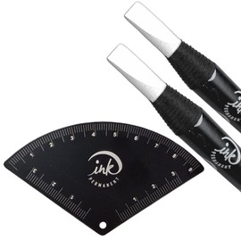 Ink Permanent Brow Mapping Kit with Eyebrow Ruler and 2 White Peeling Pencils – Aluminum Alloy Fan-Shaped Eyebrow Design Tool for Microblading, PMU, and Permanent Makeup